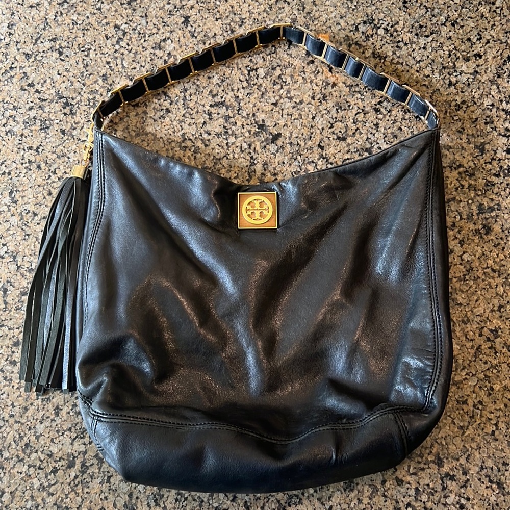 Tory Burch Black Leather Hobo Bag